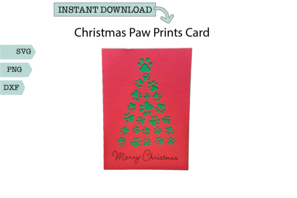3D SVG Christmas Card: Paw Print Tree