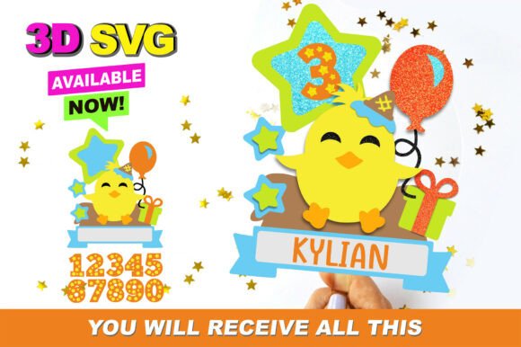 Baby Chicken Cake Topper 3D SVG for Crafts Graphics