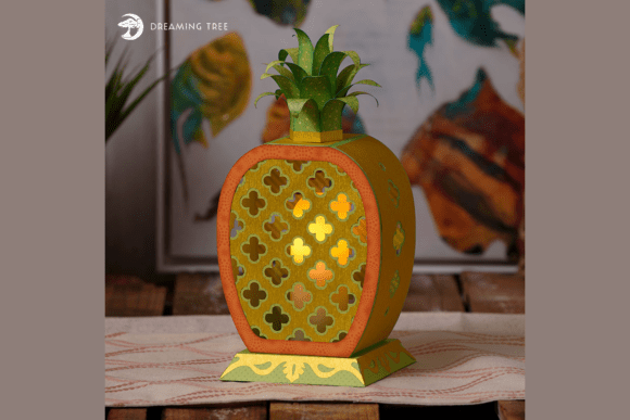 Golden Pineapple Lantern SVG: A 3D SVG for Objects