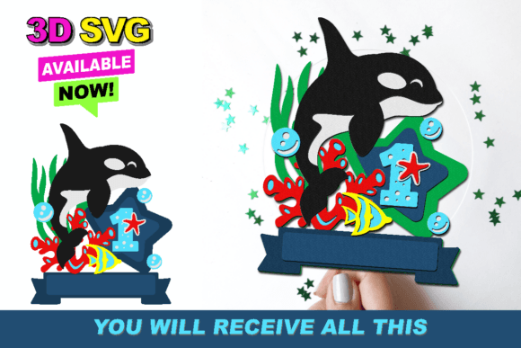Killer Whale Cake Topper 3D SVG for Laser Cutting