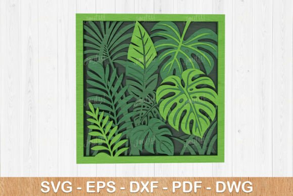 Layered Tropical Leaves 3D SVG Flowers