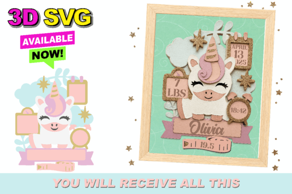 Unicorn Birth Stats: 3D SVG for Baby
