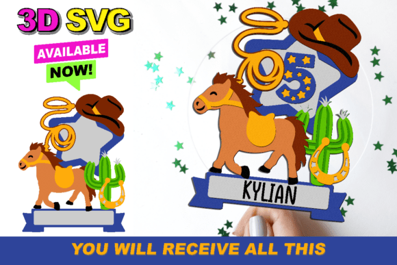 Western Rodeo 3D SVG Shapes for Cake Toppers